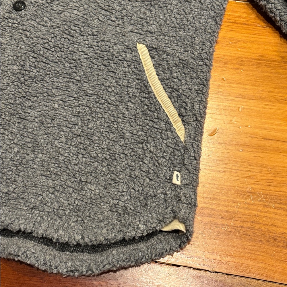 TOAD & CO L Gray Boucle Wool Boxcan Sherpa Overshirt Button Up Collar - Picture 4 of 11